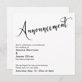 「エレガント発表」の延期結婚カード 招待状
