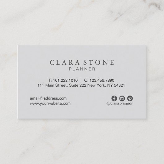 エレガント白いマモダンーブルグレーと銀 名刺 (裏面)