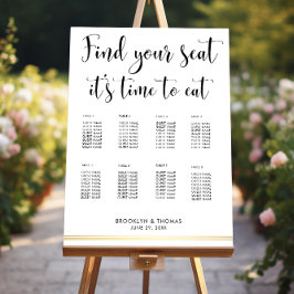 エレガント白い座席表の時間食べ ポスター