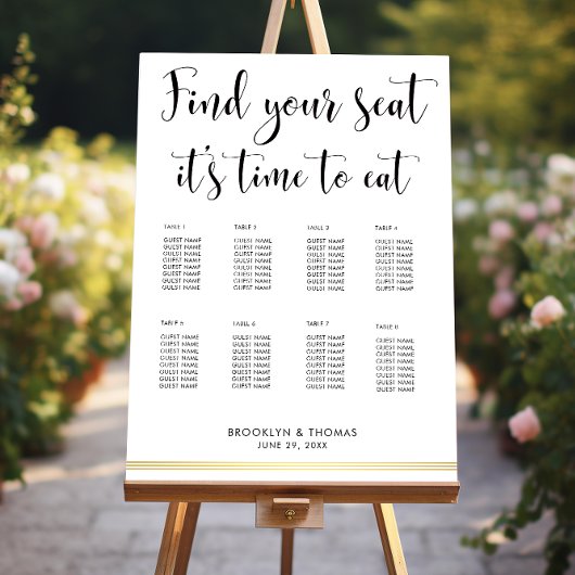 エレガント白い座席表の時間食べ ポスター
