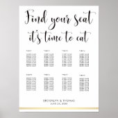 エレガント白い座席表の時間食べ ポスター (正面)