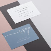 エレガント白い書がダスティーブルー結婚ズ 出欠カード