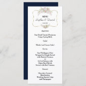 エレガント白い花の金ゴールドフレ結婚ームのメニュー メニュー (正面/裏面)