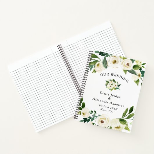 エレガント白い花結婚のゲストブック ノートブック (内部)