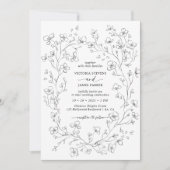 エレガント白い花結婚の 招待状 (正面)