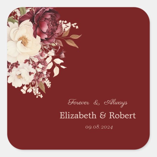 エレガント白い花 スクエアシール (正面)