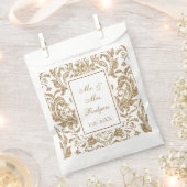 エレガント白と金ゴールドフェイクの結婚グリッター フェイバーバッグ (クリップ留めされた状態)