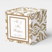 エレガント白と金ゴールドフェイクの結婚グリッター フェイバーボックス (正面サイド)