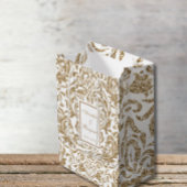 エレガント白と金ゴールドフェイクの結婚グリッター ミディアムペーパーバッグ