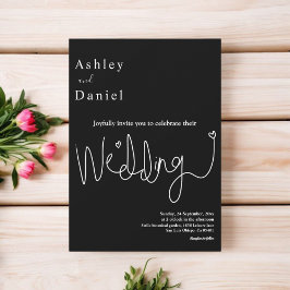エレガント白と黒の繊細なモダン結婚の 招待状