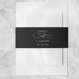 エレガント白と黒ファンシーの書結婚道 招待状ベリーバンド