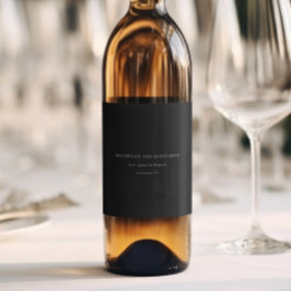 エレガント白と黒モダンの書結婚道 ワインラベル