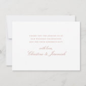 エレガント白のローズ金ゴールドモダンスクリプ結婚ト サンキューカード (裏面)