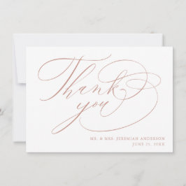 エレガント白のローズ金ゴールドモダンスクリプ結婚ト サンキューカード