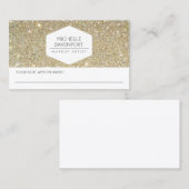 エレガント白エンブレム金ゴールドグリッターアポイントメントカード 予約カード (正面/裏面)