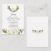 エレガント白クリーム結婚花詳細 エンクロージャーカード (正面/裏面)