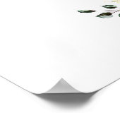 エレガント白クリーム花結婚歓迎のサイン ポスター (角)