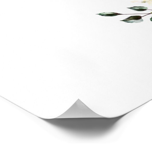 エレガント白クリーム花結婚歓迎のサイン ポスター (角)