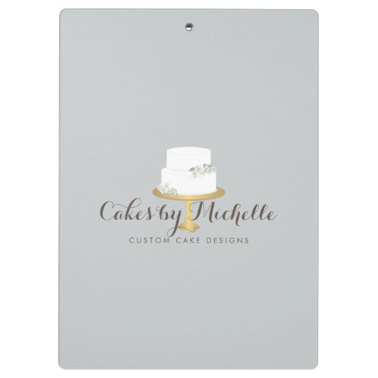 エレガント白ケーキと花模様ケーキ飾ズ クリップボード (裏面)