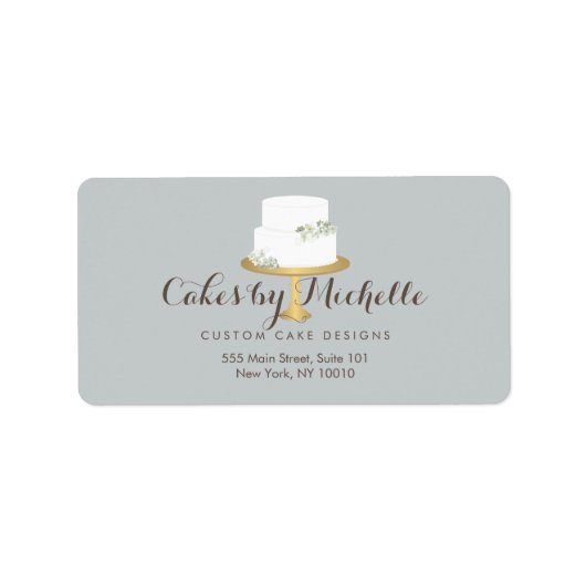 エレガント白ケーキと花模様ケーキ飾ズ ラベル (正面)