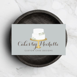 エレガント白ケーキと花模様ケーキ飾ズ 名刺