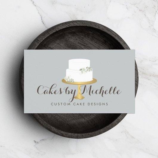 エレガント白ケーキと花模様ケーキ飾ズ 名刺