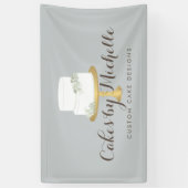 エレガント白ケーキと花模様ケーキ飾ズ 横断幕 (縦)