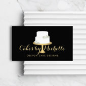 エレガント白ケーキ花模様IIケーキ飾ズ 名刺