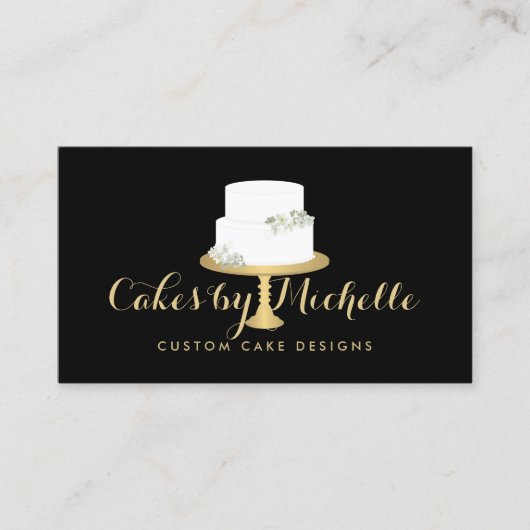 エレガント白ケーキ花模様IIケーキ飾ズ 名刺 (正面)