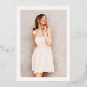 エレガント白シンプルモダン写Sweet 16金ゴールド 箔招待状 (裏面)