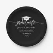 エレガント白シンプル文字墨書黒字 ペーパープレート (正面)