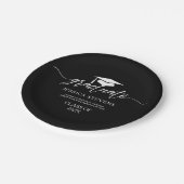 エレガント白シンプル文字墨書黒字 ペーパープレート (アングル)