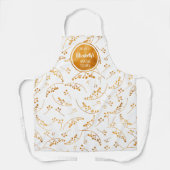 エレガント白パタカスタムーン上のおもしろい金ゴールド果実 エプロン (正面)