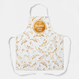 エレガント白パタカスタムーン上のおもしろい金ゴールド果実 エプロン