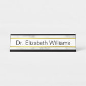 エレガント白フェイク大理石と金ゴールド文字テンプレート デスクネームプレート (正面)