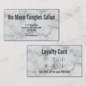 エレガント白フェイク大理石サロンロイヤリティカード 名刺 (正面/裏面)