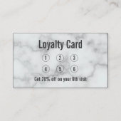 エレガント白フェイク大理石サロンロイヤリティカード 名刺 (裏面)