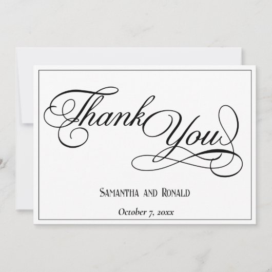 エレガント白フォーマル結婚サンキューカード サンキューカード (正面)