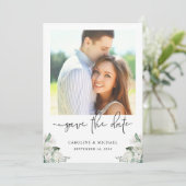 エレガント白フローラユーカリ結婚ー セーブザデート (スタンド正面)