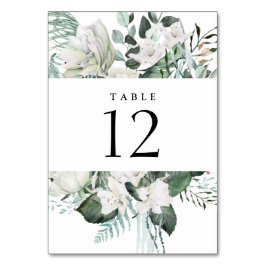 エレガント白フローラユーカリ結婚ー テーブルナンバー