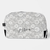 エレガント白フローラレースパターンスクリプト名 ドップキット (正面)