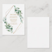 エレガント白フローラ緑結婚色 エンクロージャーカード (正面/裏面)
