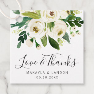 エレガント白フローラ緑結婚色 フェイバータグ