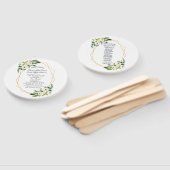 エレガント白フローラ金ゴールドフレーム結婚式 プログラム ハンドファン (組立なし)