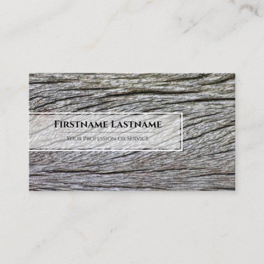 エレガント白ミニマル木スタイル木目 名刺 (正面)