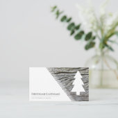 エレガント白ミニマル木スタイル木目 名刺 (スタンド正面)