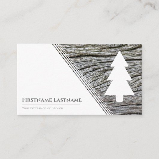 エレガント白ミニマル木スタイル木目 名刺 (正面)