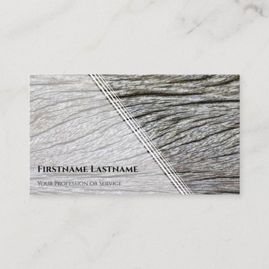 エレガント白ミニマル木スタイル木目 名刺 (正面)