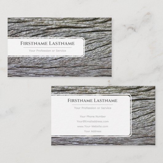 エレガント白ミニマル木スタイル木目 名刺 (正面/裏面)