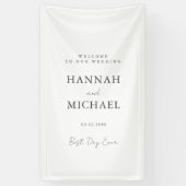 エレガント白ミニマル結婚の 横断幕 (縦)